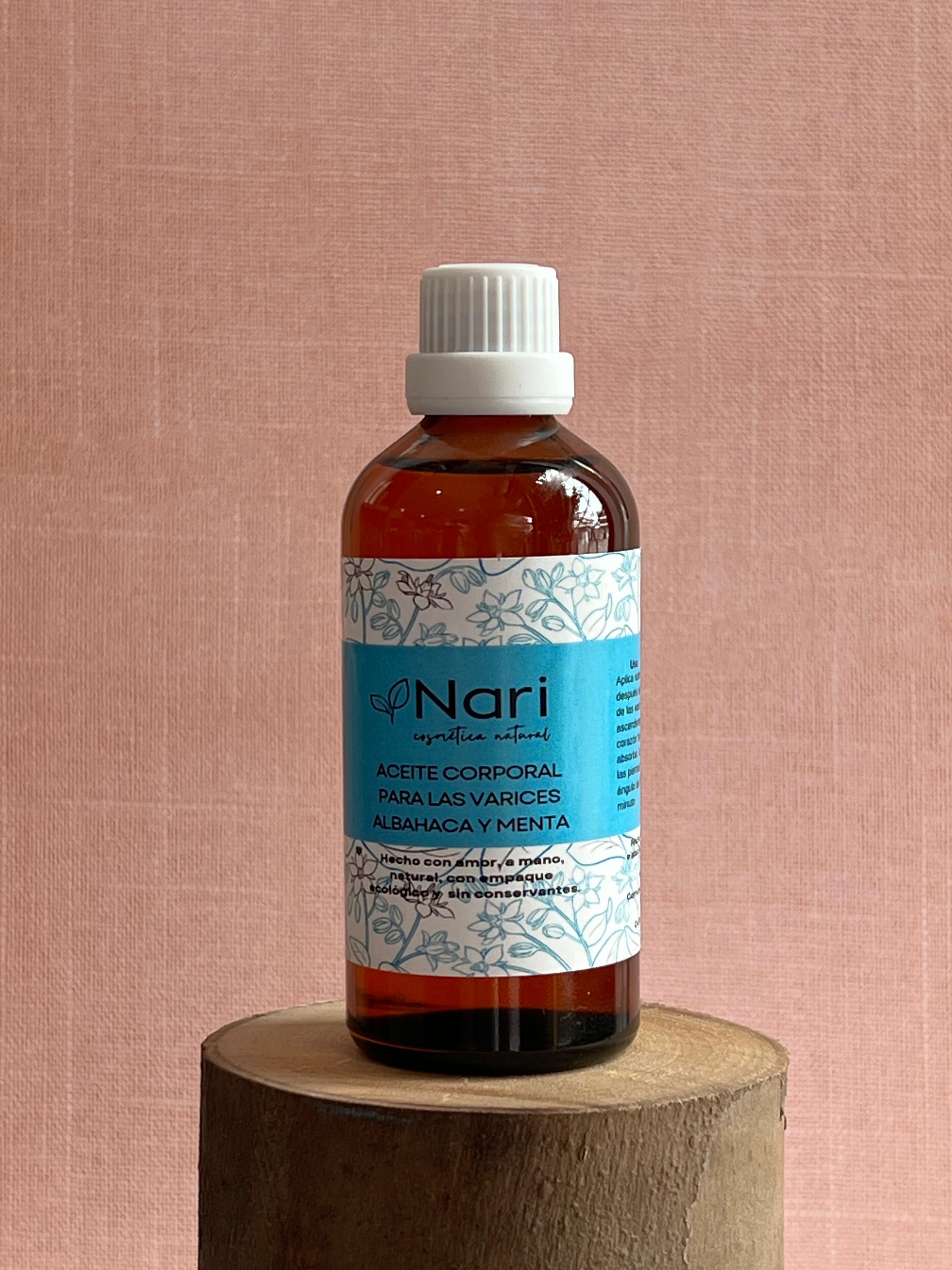 Aceite corporal para las varices albahaca y menta