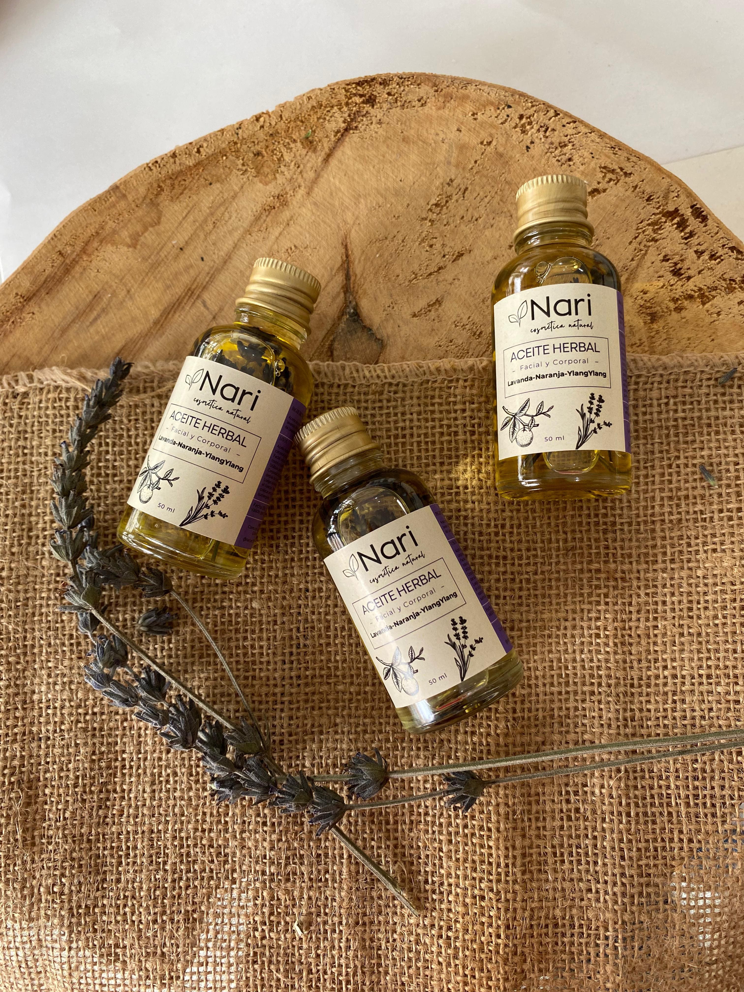 Aceite herbal facial para masajes de Lavanda, Naranja e Ylang Ylang